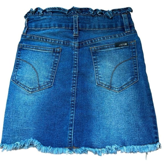 Girls Size 8 | Joe's Jean Skirt | Ruffle Waist | Dark Wash | Raw Hem - Picture 2 of 4